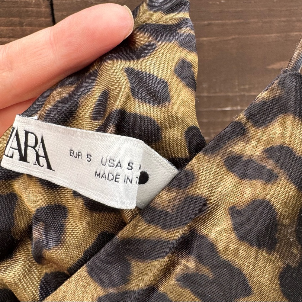 Zara Leopard Print Mini Dress Size Small - Picture 7 of 8